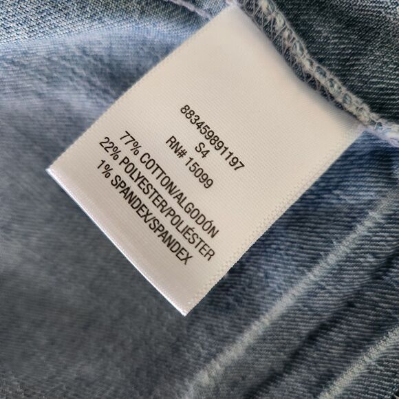 Bongo Rhinestone Pocket Vest Women XL Embellished Stretch Blue Denim Button Jean - Picture 6 of 11